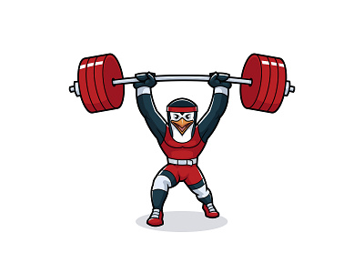 Cartoon Penguin Lifter cartoon illustration mascot penguin sports logo strong weight lifting