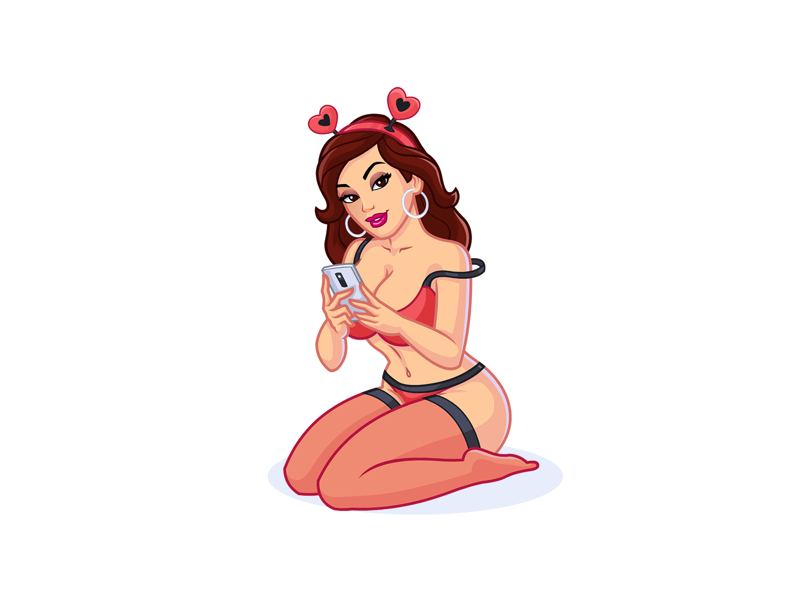 Adult Chat Mascot bunny cartoon chat design illustration lingerie mascot phone pink sexy vector woman