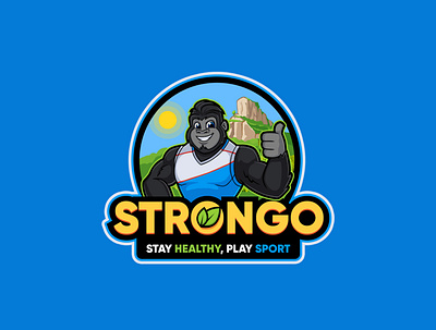 Gorilla Mascot logo branding cartoon gorilla health illustration logo mascot strong vector