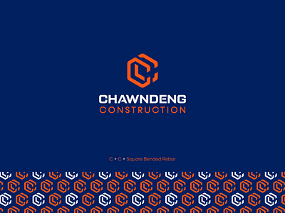 Chawndeng Construction Logo beam branding c cc construction design logo mizo orange rebar rod square work