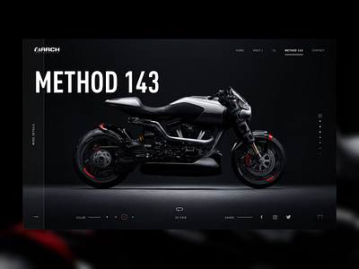 Arch Motorcycle web site exploration dark mode