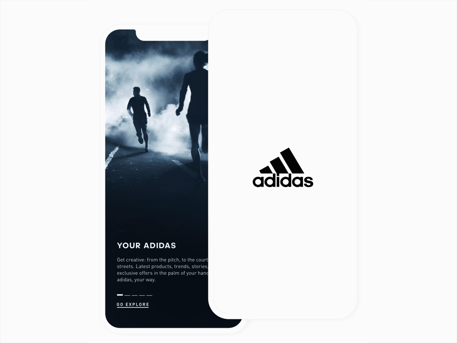 Adidas App - Welcome Animation adidas art direction clean ui interface designer json logo mobile product design stripes ui ux vector