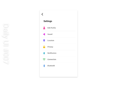 Daily UI Challenge #007 - Settings 007 app app ui daily ui design settings ui