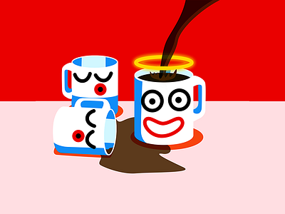 Third Cup Of Coffee Is Golden 2d character color creative digital doodle editorial fun graphic design illustration illustrator vector