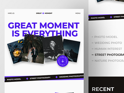 Great Moment - Photography Landing Page behance dailyui design landingpage photography ui uidesign userexperience userinterface webdesign website