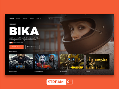 Streamxl Tv Web UI adobe xd os stream adobexd branding conceptdesign dailylandingpage design minimalism ui