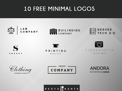 Free 10 Minimal Logos branding design illustration logo print template typography vector