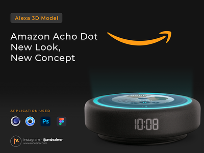 Amazon Acho Dot - 3D Model Concept 3d 3d modeling 3d texturing acho dot model amazon alexa branding icon product mockup product retouching speaker 3d ui ui design
