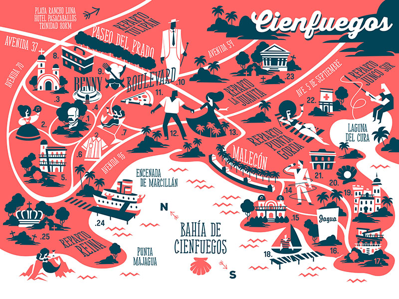 Map of the city of Cienfuegos, Cuba by Aldo Cruces on Dribbble