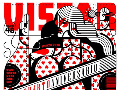 4th anniversary of VISTAR magazine 2018 cuba culture illustration inspiration lines magazinecover music playingcard red vistarmagazine
