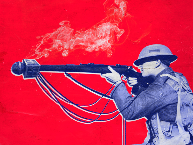 Press and communication as a military category... massmedia soldier red collages military comunication press 2019 politics dominiocuba graphicdesign design inspiration illustration cuba