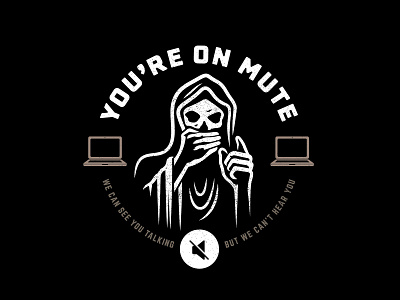 You're On Mute branding design grimreaper illustration illustrator logo meetings mute vector zoom zoom call zoom meeting