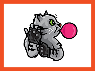 Chew Bubble Gum And Kick Ass branding bubblegum cat design fighting illustration illustrator they live tough vector