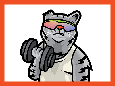 Get Your Tickets cat cool cat curls design illustration illustrator vector weightlifting