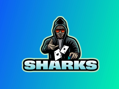 Sharks branding cards clubs design illustration illustrator logo poker spades texas hold em vector
