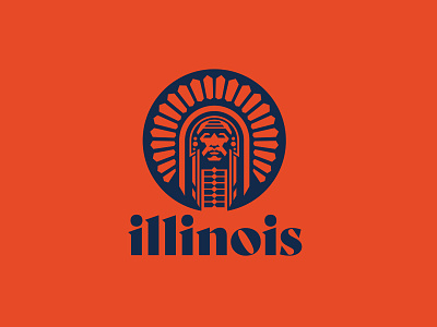 Illinois Fighting Illini blue and orange branding college logo design fighting illini illini illinois illustration illustrator logo native american sports logo university logo university of illinois vector
