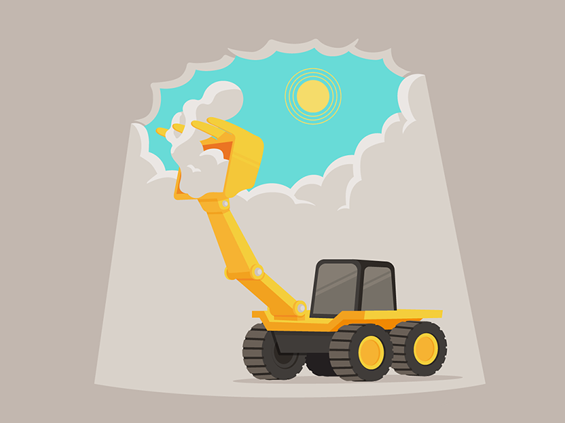 #9 conceptual doodle drawing hard worker digger sun clouds illustration