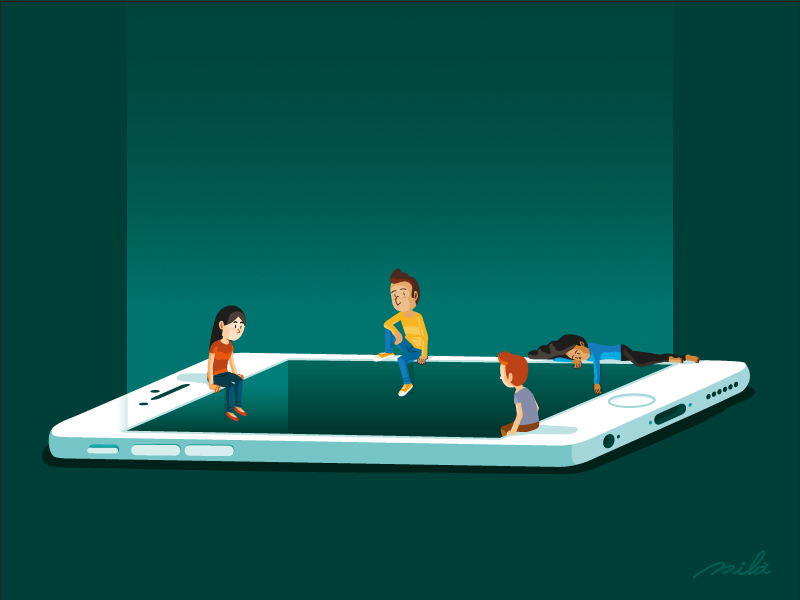 #11 procastination cellphone illustrator wacom vector doodle alejandromila conceptualart sketchbook drawing illustration thecontemplation