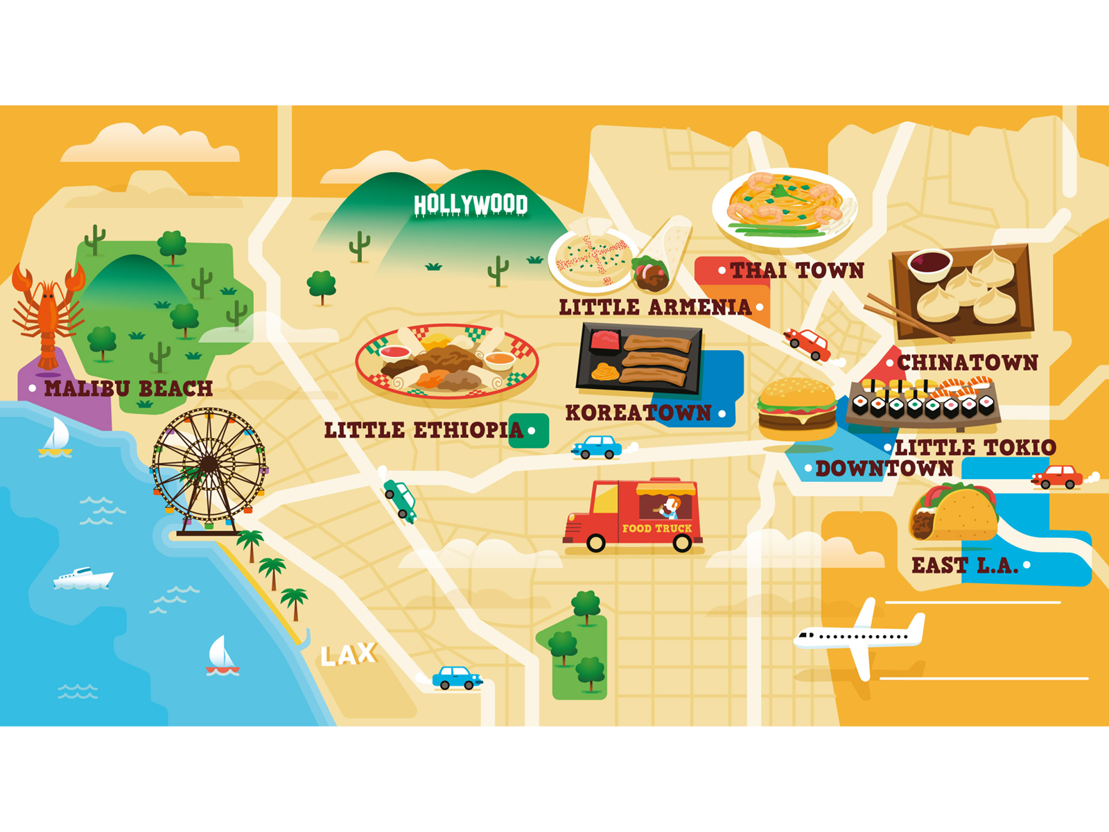 Los Angeles Foodie Map by Alejandro Milà on Dribbble