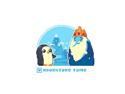 Adventure Time - Ice King and Gunther 8 bit adventure time art cartoon network character cute fanart gunther ice king illustration pixel pixel art