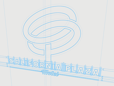 California Plaza Motel custom graphic design hotel logo logotype monogram motel oias typography