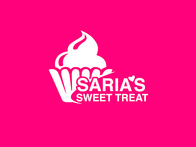 Logo of Saria's Sweet Treat (reversed version) branding illustration logo