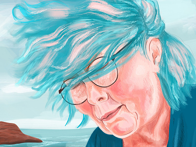 By the sea art blue digital illustration drawing illustration pencil portrait poster procreate sea