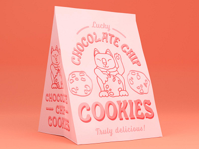 Chocolate Chip Cookies 3d blender branding cat challenge dribbbleweeklywarmup graphic design logo mockup packaging pastel product typography