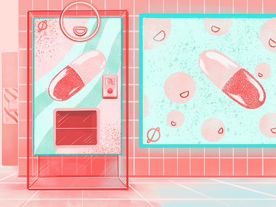 Mall #2 - environment concept color concept concept art game game design illustration pastel pills texture vendingmachine