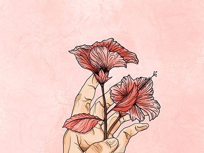 Flower bloom art digital flower hands illustration procreate tattoo