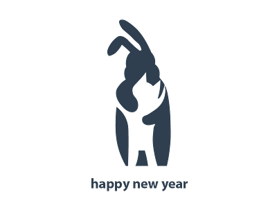 happy new year 2023 2023 cat hug logo newyear rabbit