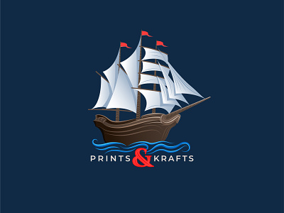 Prints & Krafts affinity designer branding design illustration logo ship vector