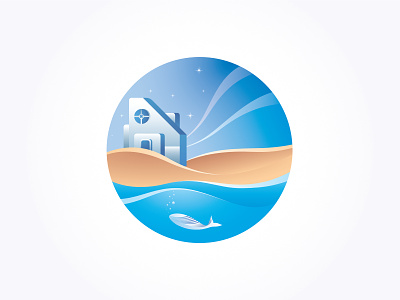 Landscape affinity designer beach beach house blue design house illustration logo vector water