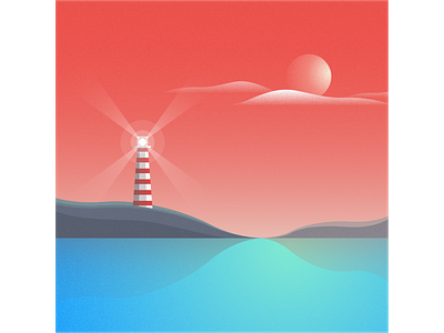 Lighthouse affinity designer illustration lighthouse sunset vector