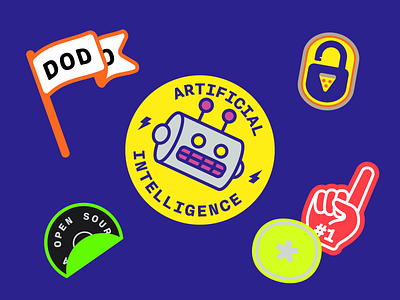 Dodo Pizza Stickers 2 ai artificial intelligence collection dodo first flag hand illustration lock number 1 open source pack pizza robot stickers