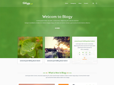 Blogy blog design green orange ui ux web whit