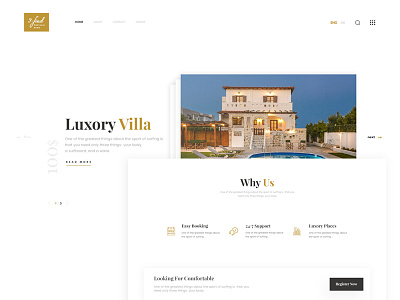 House Rental Landing Page design minimal modern realstate slider typography ui ux web