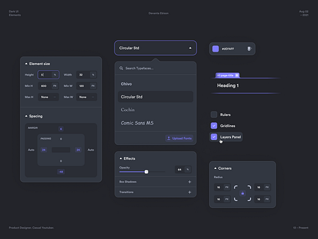 Web Builder: Dark Mode UI Components & Elements by Devanta Ebison on ...