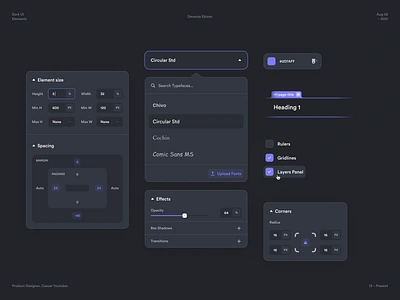 Web Builder: Dark Mode UI Components & Elements app checkbox components dark mode dashboard design challenge design system dropdown elements minimal modern design product design slider typography ui ui design ui elements visual system web app web design