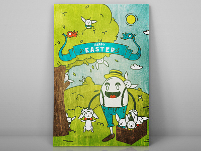 MD Newsletter Illustration 2014 April bunny easter egg illustration landscape nature newsletter rabbit