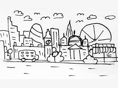 London, England - Client City Series Sketch big ben bus client city series england ferris wheel london sketch