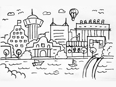 San Antonio, Texas - Client City Series Sketch alamo alamo dome client city series riverwalk san antonio sketch texas tower of the americas