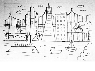 San Francisco, California - Client City Series Sketch alcatraz california client city series golden gate bridge san francisco sketch