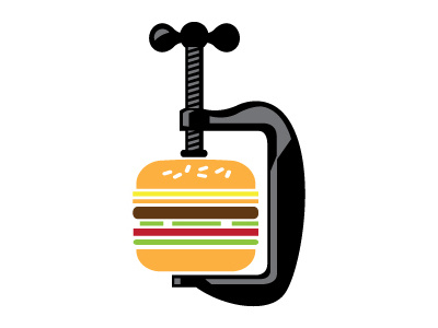 Burger Workshop Icon b burger food initial letter logo logo design vice clamp workshop
