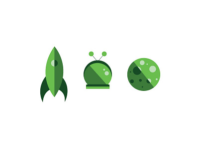 Space Icons cute green icons space