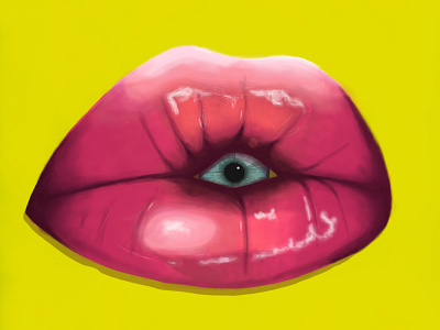 Lies digitalart drawing illustration lips painting pop art visual art weirdart yellow