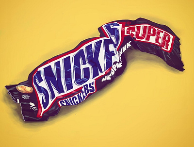 Snickers candy digital digital art digital painting drawing food art illustration illustrator painting pop art pop art snickers yellow