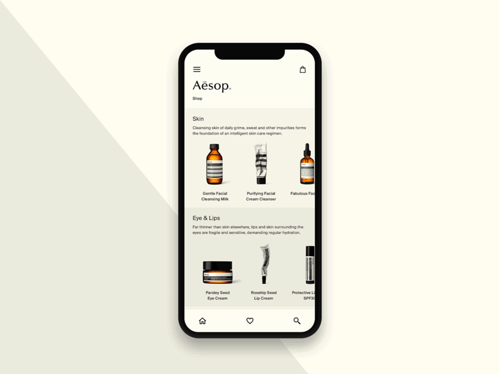 App Concept — Aēsop clean design interaction interface minimalist mobile transitions typography ui ui design ux