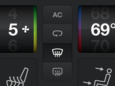 Climate car dashboard fans temperature ui