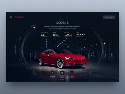 Tesla Design Studio reimagined agency automotive consultants full screen futuristic hud scifi team tesla ui visual web